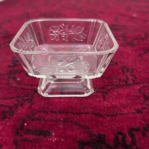 Antique EAPG Foxhall Footed Square Glass Dessert Berry Bowl Campbell Jones